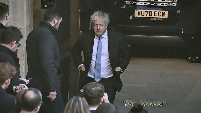 Former Britain's Prime Minister Boris Johnson was at Westminster to hear Volodymyr Zelensky address British MPs in Westminster Hall (Photo by JUSTIN TALLIS / AFP)