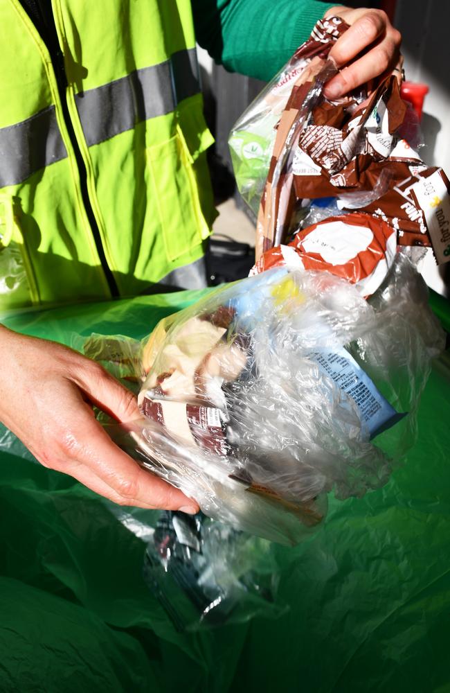 City of Hobart waste projects officer Sophia Newman with soft plastic waste. Photo: City of Hobart