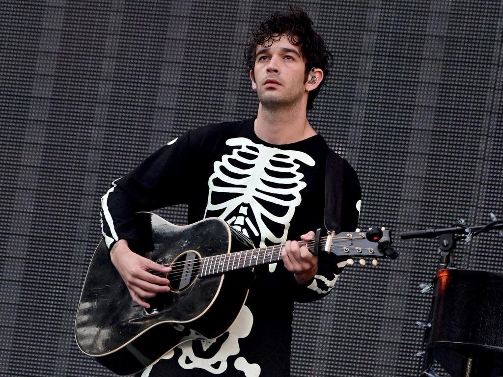 Taylor’s now ex-boyfriend, Matty Healy, performs onstage with Phoebe Bridgers Philadelphia. Picture: Lisa Lake/TAS23/Getty Images