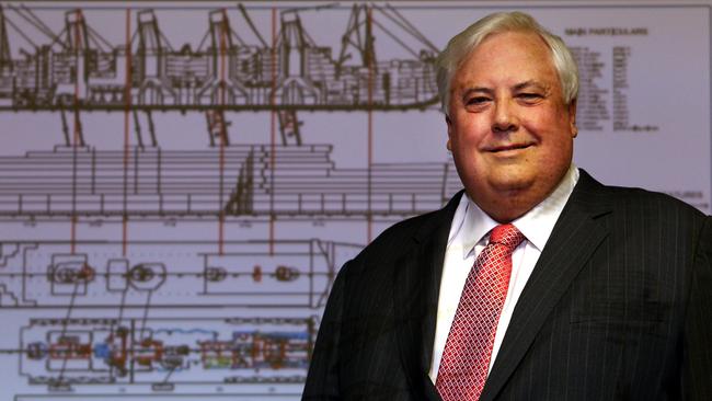 Mining magnate Clive Palmer with plans for his Titanic II ship construction.