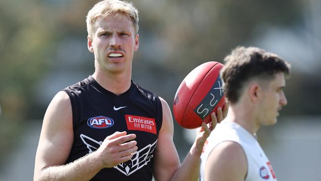 MELBOURNE, AUSTRALIA - September 28, 2023. AFL .   Billy Frampton of the Magpies during Collingwood training session at Olympic Park, Melbourne. Photo by Michael Klein.