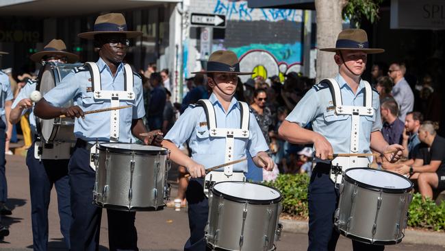 The Anzac Day march through Knuckey Street in Darwin. Picture: Pema Tamang Pakhrin