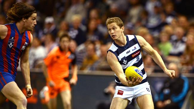 Troy Selwood in action during Geelong’s 2012 VFL premiership victory over Port Melbourne.