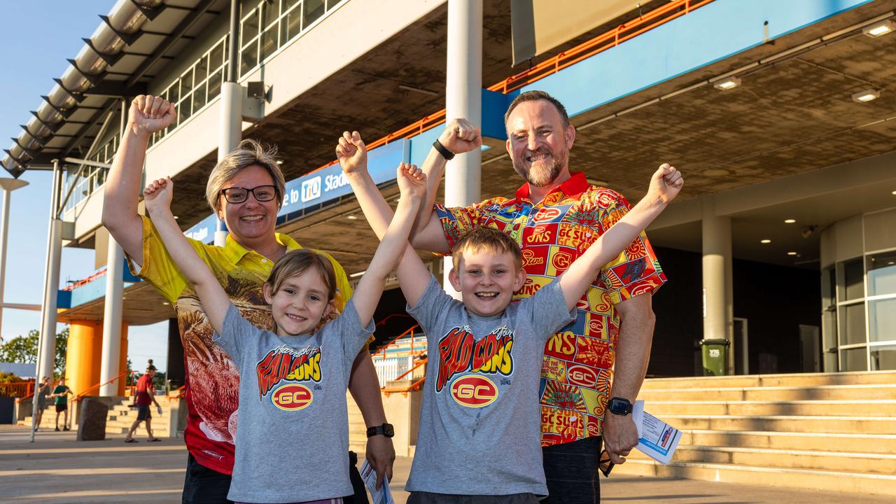 Pam Franklin, Jeremy Little, Livy Little and Jayden Little at the Gold Coast Suns v Western Bulldogs 2025 AFL match at TIO Stadium. Picture: Pema Tamang Pakhrin