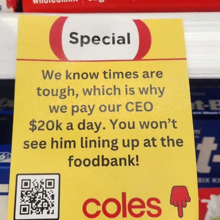 Another takes a shot at the salary of the Coles executive branch. Picture: Instagram