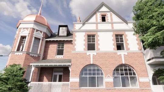 Heritage elements will be reinstated and restored in the development, including the original brick facade, decorative columns and arched windows. Picture: SJB Architects