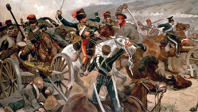 British and Russian troops fight in the Battle of Balaclava. Many streets in the Balaclava area were named after Crimean War battles.