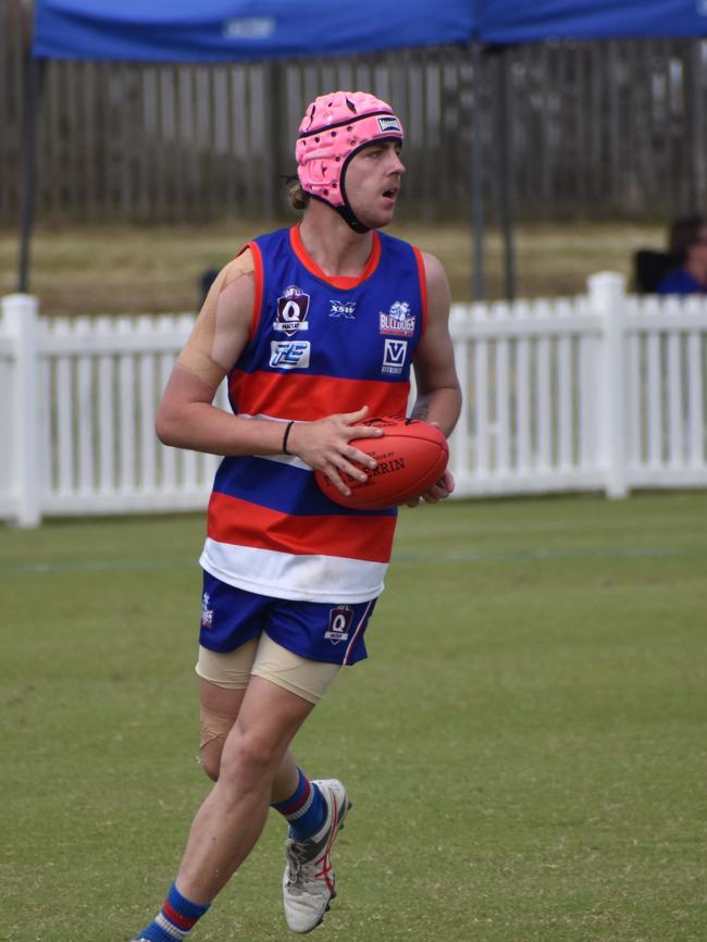 Connor King in the Moranbah Bulldogs v Whitsunday Sea Eagles u17s AFL grand final at Magpies Sporting Club, Mackay, September 11, 2021. Picture: Matthew Forrest