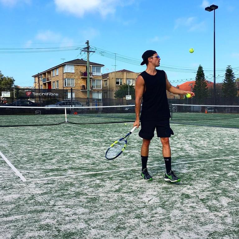 Matty Johnson ... “Breaking an afternoon sweat on the court.” Picture: @matthewdavidjohnson/Instagram