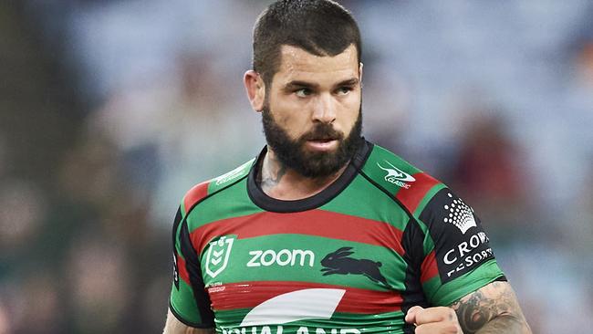 SYDNEY, AUSTRALIA - APRIL 17: Adam Reynolds of the Rabbitohs celebrates after scoring a 2 point field goal during the round six NRL match between the South Sydney Rabbitohs and the Wests Tigers at Stadium Australia, on April 17, 2021, in Sydney, Australia. (Photo by Brett Hemmings/Getty Images)