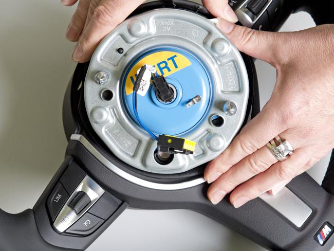 Inside view ... a steering wheel airbag with its cover removed. Photo: Supplied