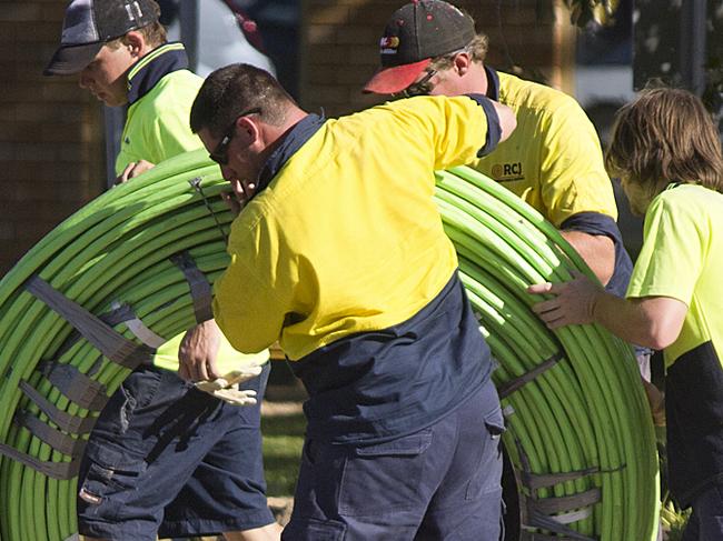 NBN workers roll out cabling