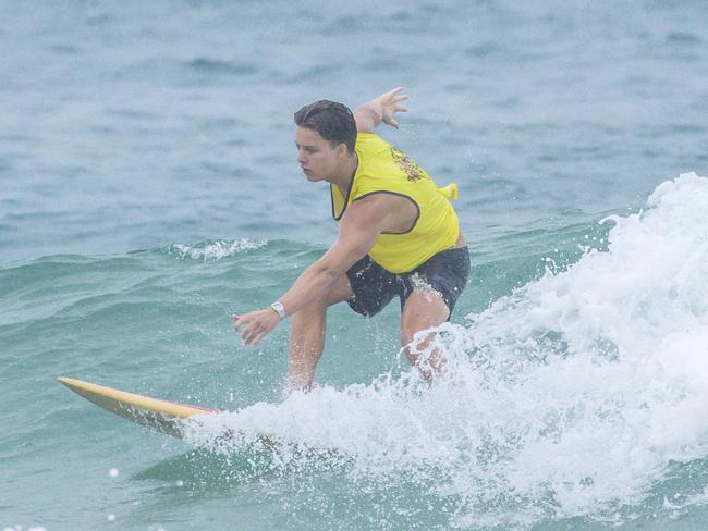 Early Saturday heats of The Burleigh Heads Boardriders Single Fin Festival. Picture: Glenn Campbell