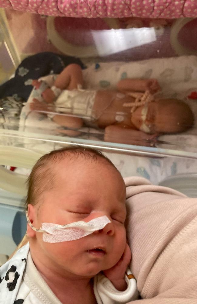 The twins Hugo and Eva Mudri during their stay in the special care nursery at the Buderim Private Hospital. Picture: Contributed