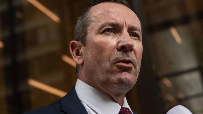 WA premier Mark McGowan speaking to media outside the Federal Court. Picture: NCA NewsWire / James Gourley