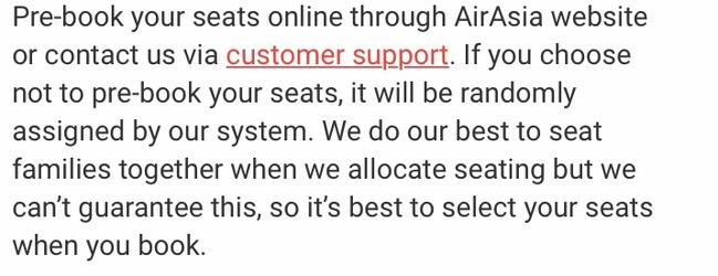 AirAsia splits families even when there are entirely vacant rows. Source: Supplied