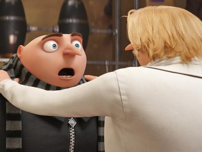 Gru (left) is shocked to learn he has a much better looking, much richer twin brother named Dru in Despicable Me 3. Picture: Illumination / Universal Pictures