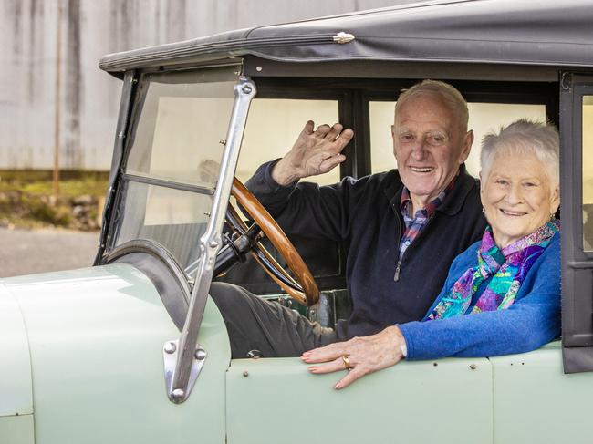 NEWS: Vintage car for auctionBernadette and Kevin Nagle with their old car in Ballarat.PICTURED: Bernadette and Kevin Nagle with their old car in Ballarat.Picture: Zoe Phillips