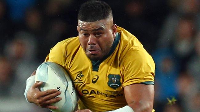 AUCKLAND, NEW ZEALAND - AUGUST 17: Tolu Latu in action for Australia during The Rugby Championship and Bledisloe Cup Test match between the New Zealand All Blacks and the Australian Wallabies at Eden Park on August 17, 2019 in Auckland, New Zealand. (Photo by Renee McKay/Getty Images)