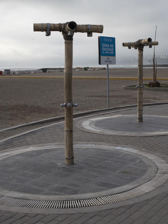 Showers at Agua Dulce beach in Lima, Peru, are now bare. Picture: Rodrigo Abd