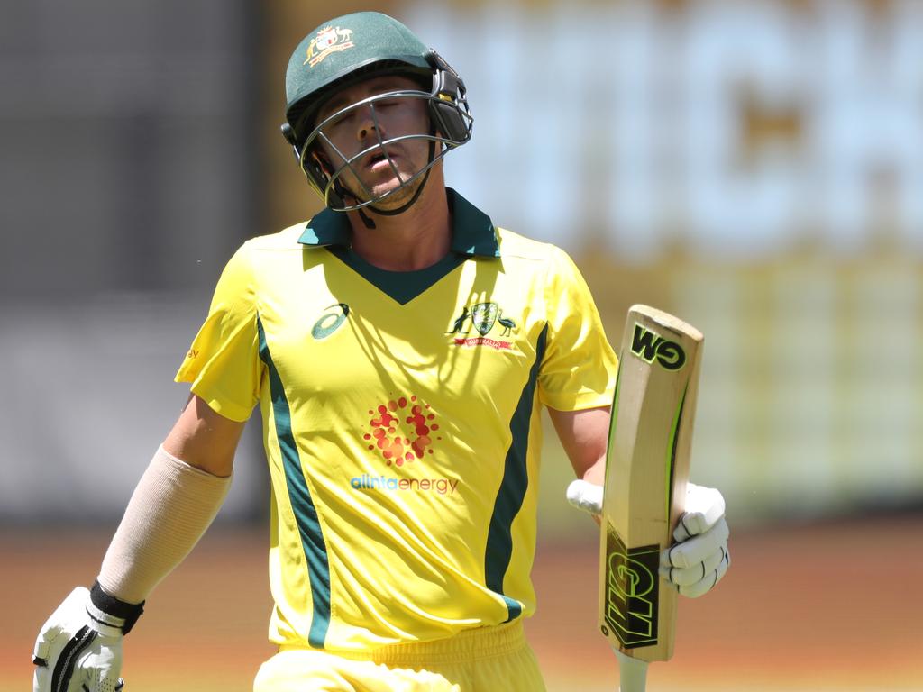 Travis Head leaves the field after being dismissed in an ODI in 2018. Picture: AAP Image/Richard Wainwright