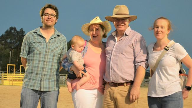 James von Stieglitz, Tristan von Stieglitz, Clare McHugh von Stieglitz, Lewis von Stieglitz and Sally Scobie at the 2019 Warwick NYE Rodeo.