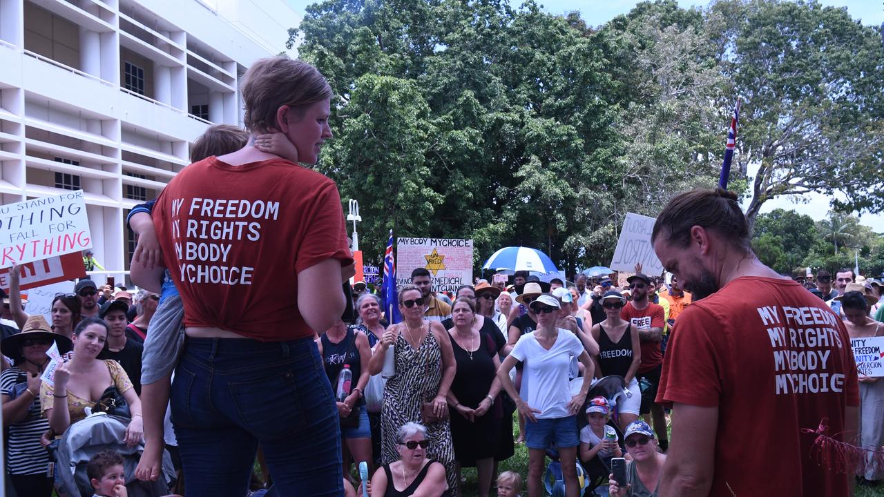 Faces from Darwin's Freedom Rally at Parliament House. Picture: Amanda Parkinson