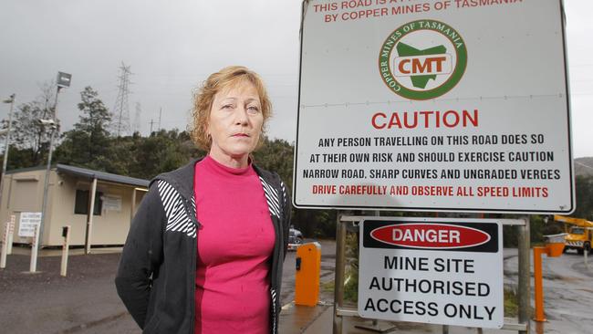 Then Mayor Robyn Gerrity outside the mine in Queenstown.