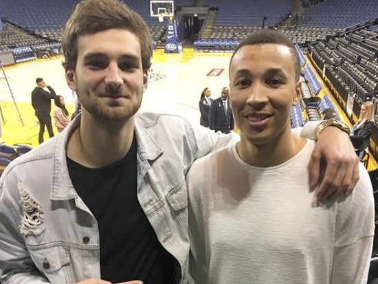 Jack McVeigh and Dante Exum were teammates at the AIS and will play against each other in the NBL-NBA clash in Salt Lake City this week. Picture: Supplied.