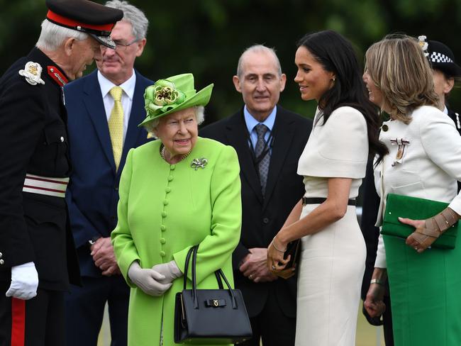 Meghan Markle, Duchess of Sussex on her first engagement with the Queen. Picture: Getty