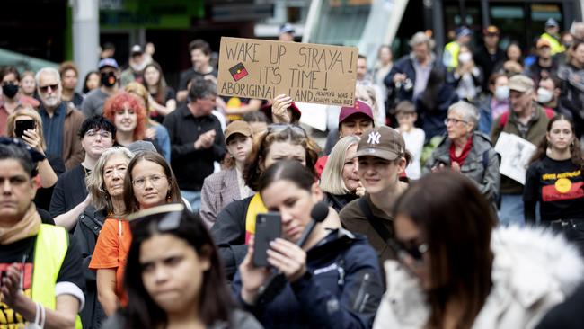 Protesters at the Abolish the Monarchy protest at Town Hall in Sydney in September last year. Picture: NCA NewsWire / Nikki Short