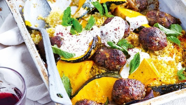 Roast lamb koftas with pumpkin and crisp couscous