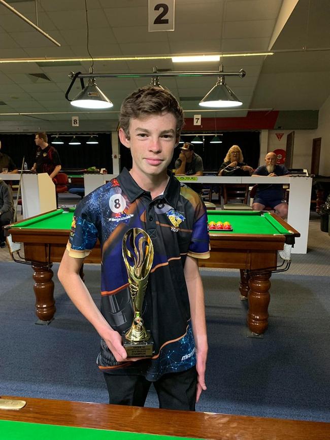 Billy Browne with the U18 state champion trophy