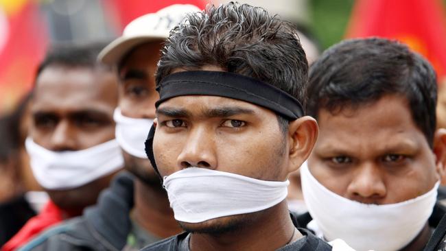 Tamil demonstrators calling for a cease-fire in Sri Lanka protest in Paris in 2009. Picture: AFP