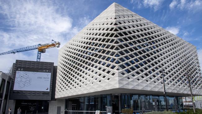 Construction is underway for the extension of Ringwood’s Realm library on Maroondah Highway. Picture: Andy Brownbill