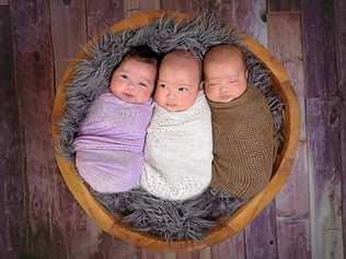 Triplets Gia Worlshim McKim, 1.5kg, Illea Harry McKim, 1.7kg and  Taige Tamana McKim, 1.2kg, were born on January 14 to proud parents Samara McDonald and Uram Kim.