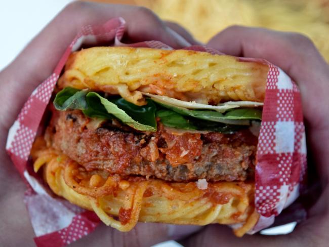 The Bianco spaghetti bun burger. Picture: Jenifer Jagielski