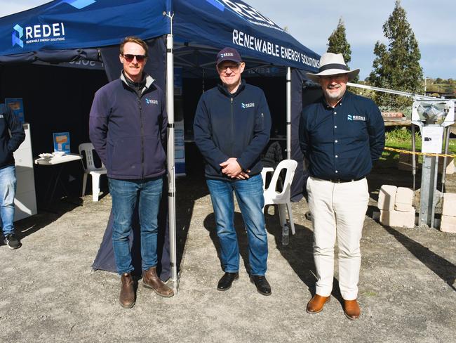 Redei Renewable Energy Solutions: Daniel Jung, Ian Sinkins and David Treanor at the 25th Anniversary of the South Gippsland Dairy &amp; Farming Expo at the Korumburra Showgrounds, 2024. Picture: Jack Colantuono