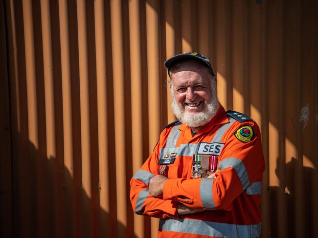 Earlier this month, Mr Boatswain and his wife Judy were awarded with a 20-years long service citation from SES assistant commissioner Sean Kearns and acting deputy zone commander Mark Elm. Photo: Adam Hourigan