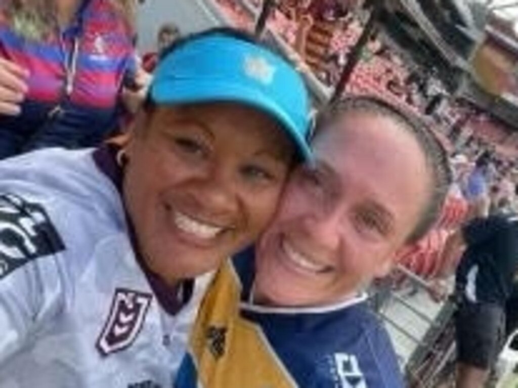 Natasha Baggow (left) watching Breayley-Nati on the NRLW stage. Picture: Supplied.