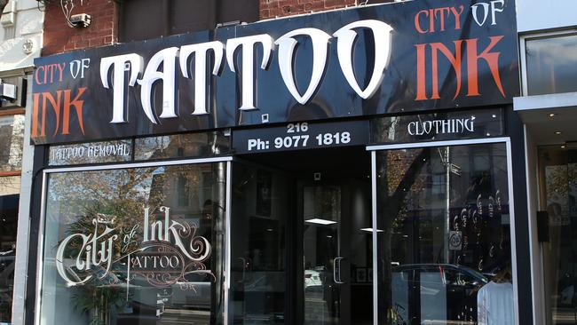 The South Melbourne tattoo parlour owned by former Tiger Jake King. Picture: David Crosling