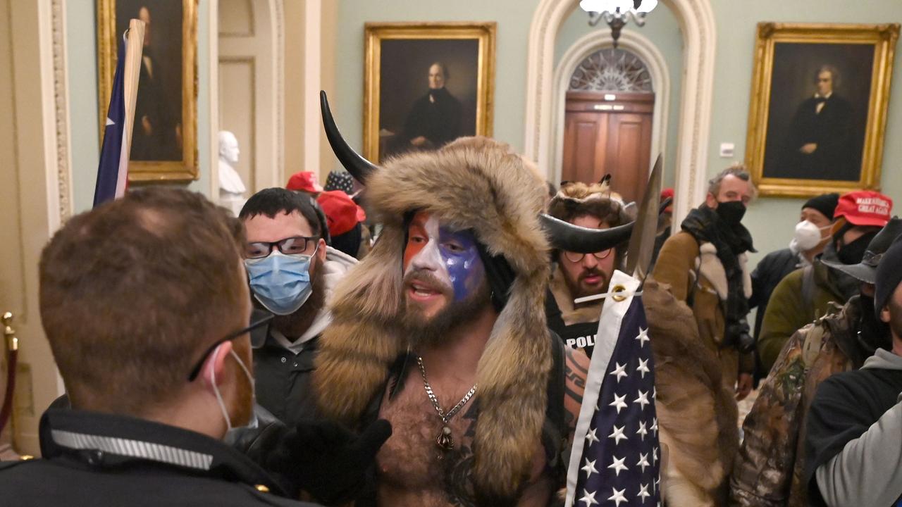 Demonstrators breached security and entered the Capitol as Congress debated the 2020 presidential election Electoral Vote Certification. Picture: Saul Loeb/AFP