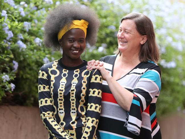 02/03/2018: Principal Lisa Wilson with South Sudanese student Nykur, 20, from the River Nile School in Nth Melbourne. The private school was set up a year ago to cater for young refugee and migrant women who have had disrupted schooling or who are struggling to cope with their current education arrangements. Stuart McEvoy for The Australian.