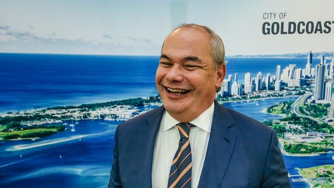 Mayor Tom Tate starts his historic 4th term as the new Gold Coast City Council is sworn in at Council Chambers in Bundall. Picture: Glenn Campbell