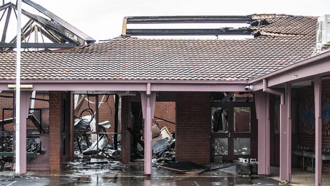 The devastating aftermath of the fire that ripped through the old school building at Sandringham Primary School. Picture: Sarah Matray