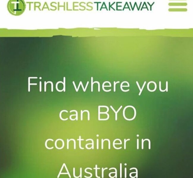 The Trashless Takeaway website. Picture: Supplied