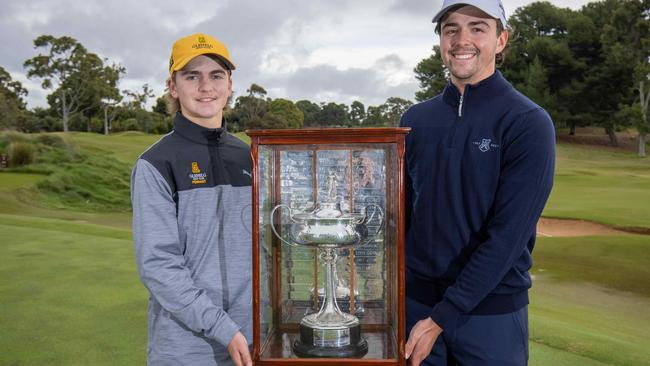 Gleneg’s Kade Bryant is pictured here in July with Kooyonga’s Frederick Cassell at the Kooyonga Golf Club. Picture: Ben Clark