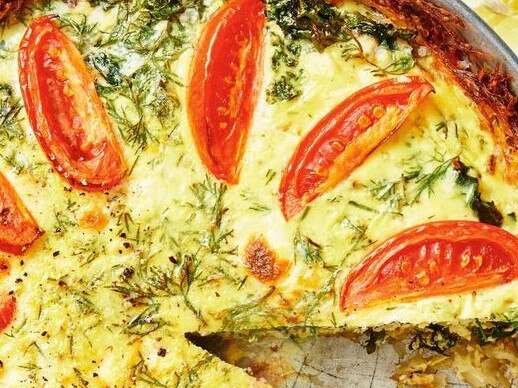 Healthy potato-crusted zucchini and ricotta quiche.