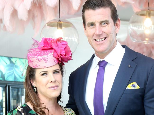 Emma and Ben Roberts-Smith, posing at Doomben 10,000 Day, socials at  Fashions on the Field, Brisbane, on Saturday May 11th, 2019 (Image AAP/Steve Pohlner)