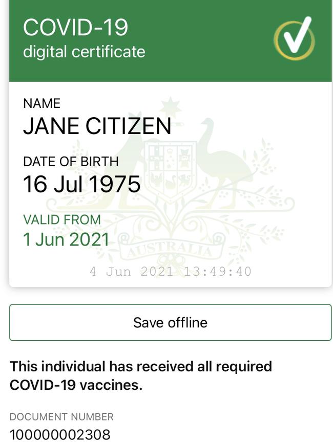 An example of the digital certificate.